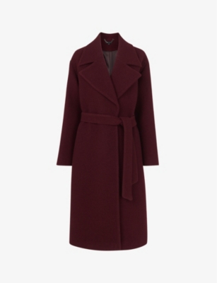 Whistles Lorna Wool Wrap Coat In Burgundy