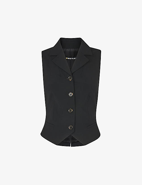 WHISTLES: Sia single-breasted cropped wool-blend waistcoat