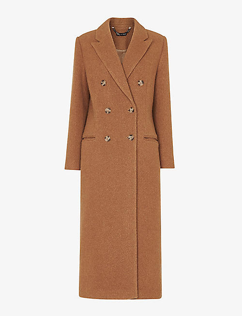 WHISTLES: Point-collar double-breasted textured-wool coat