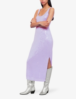 Shop Whistles Women's Lilac Miriam Sequin-embellished Stretch Recycled-polyester Midi Dress