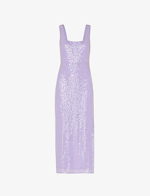 WHISTLES: Miriam sequin-embellished stretch recycled-polyester midi dress