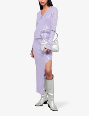 Whistles Womens Lilac Nola Tie-front Sequin-embellished Top In Lilac