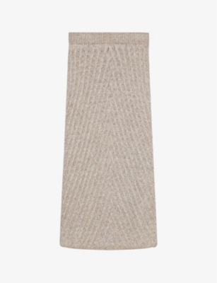 Joseph Cable-knit Midi Skirt In Khaki