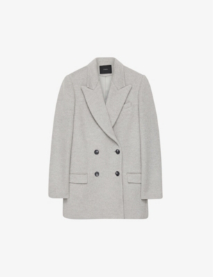 JOSEPH JOSEPH WOMEN'S LIGHT GREY MELANGE JONAS DOUBLE-BREASTED WOOL-BLEND COAT