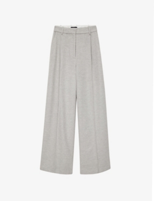Joseph Watermark Wool Primrose Trousers In Light Grey Melange