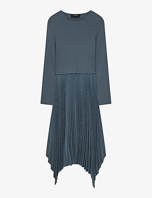 : Deron pleated wool-blend dress