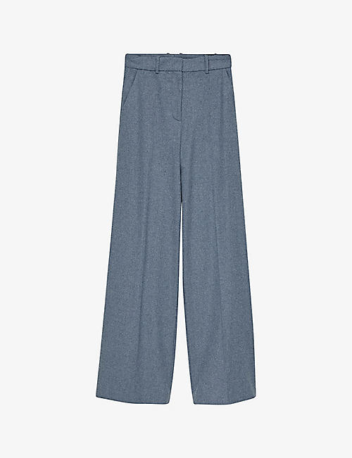 JOSEPH: Alana structured-waist wide-leg high-rise wool-blend trousers