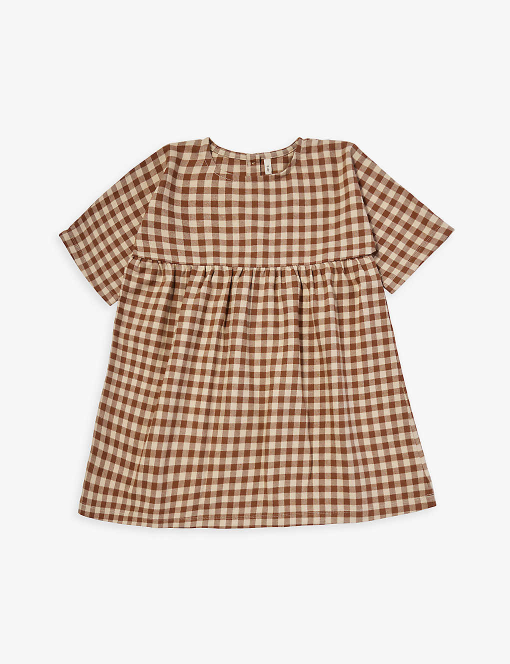 Organic Zoo Babies' Gingham Short-sleeve Organic-cotton Dress 1-4 Years In Brown