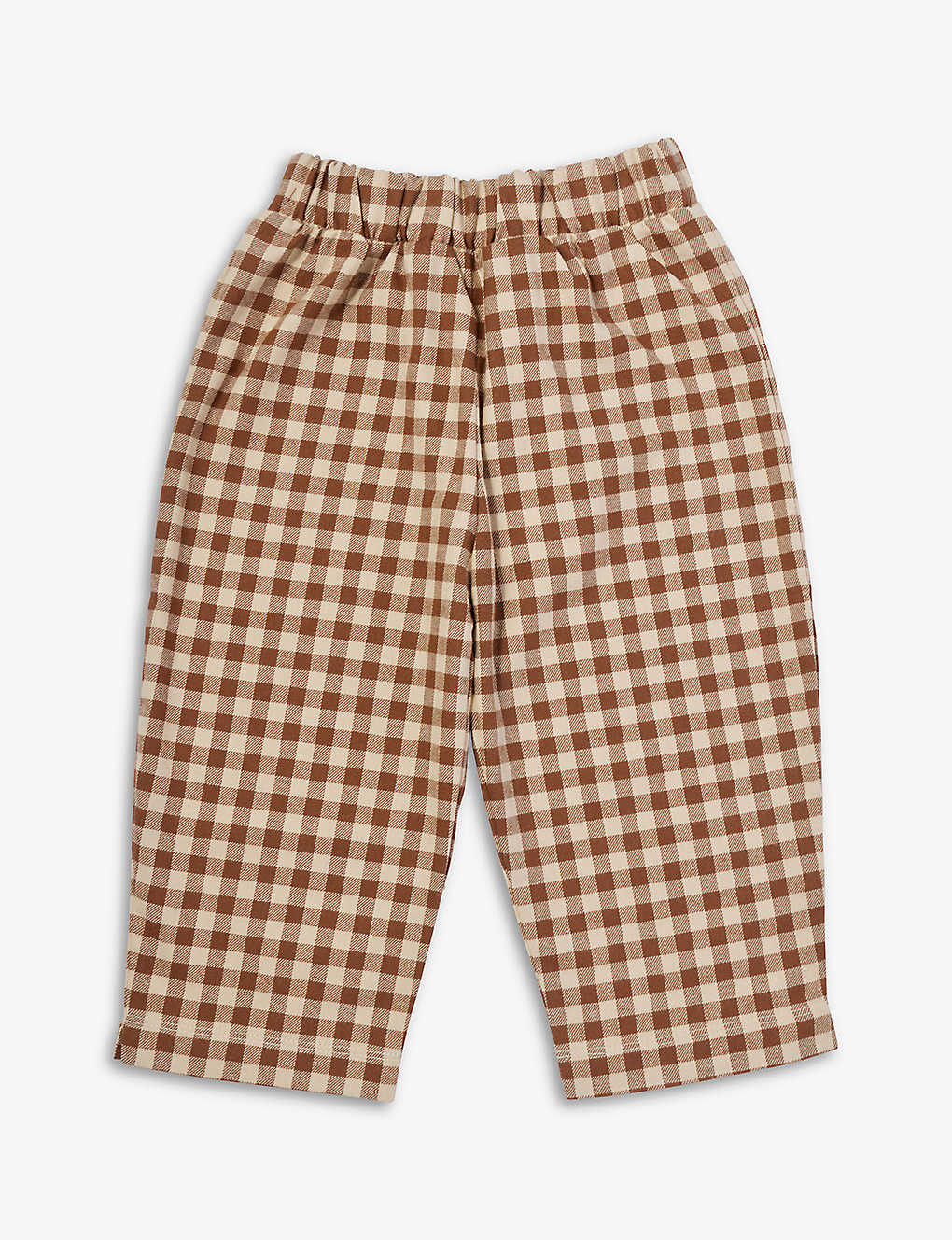 Organic Zoo Babies' Gingham Relaxed-fit Organic-cotton Trousers 6 Months - 4 Years In Brown