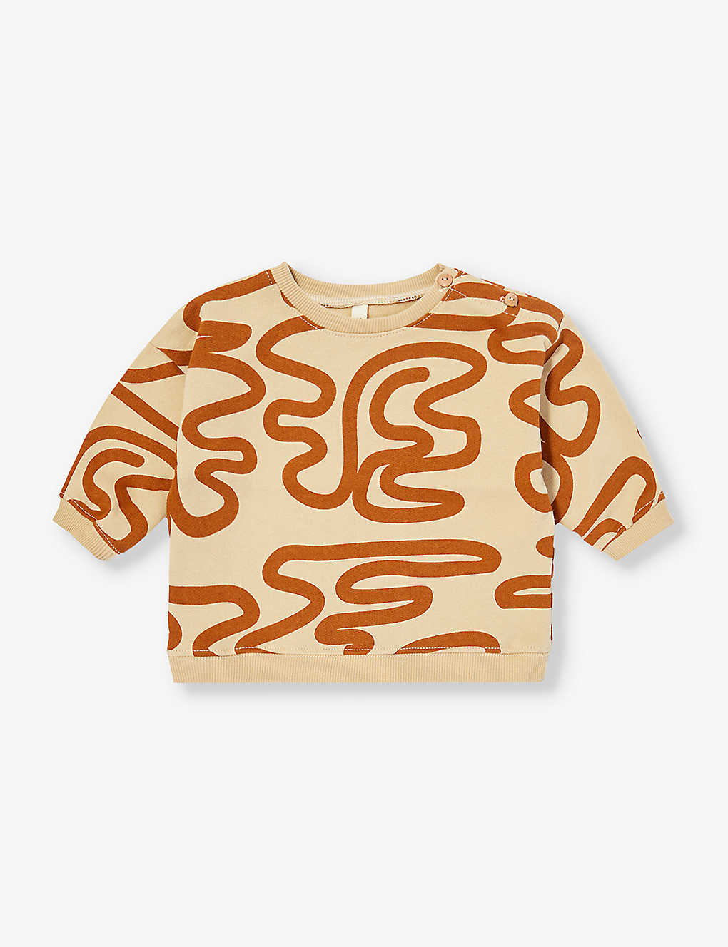 Organic Zoo Babies'  Beige Journey Abstract-pattern Organic Cotton-jersey Sweatshirt 3 Months-3 Years In Tan