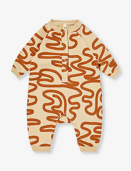 ORGANIC ZOO: Journey abstract-pattern organic cotton-jersey babygrow 3 months-12 months