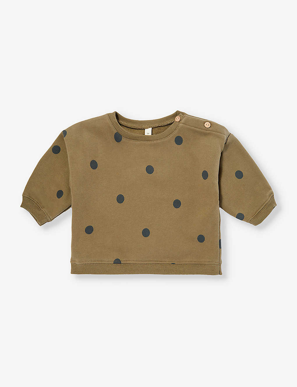 Organic Zoo Babies'  Olive Olive Dots Polka Dot-pattern Organic Cotton-jersey Sweatshirt 3 Months-3 Years