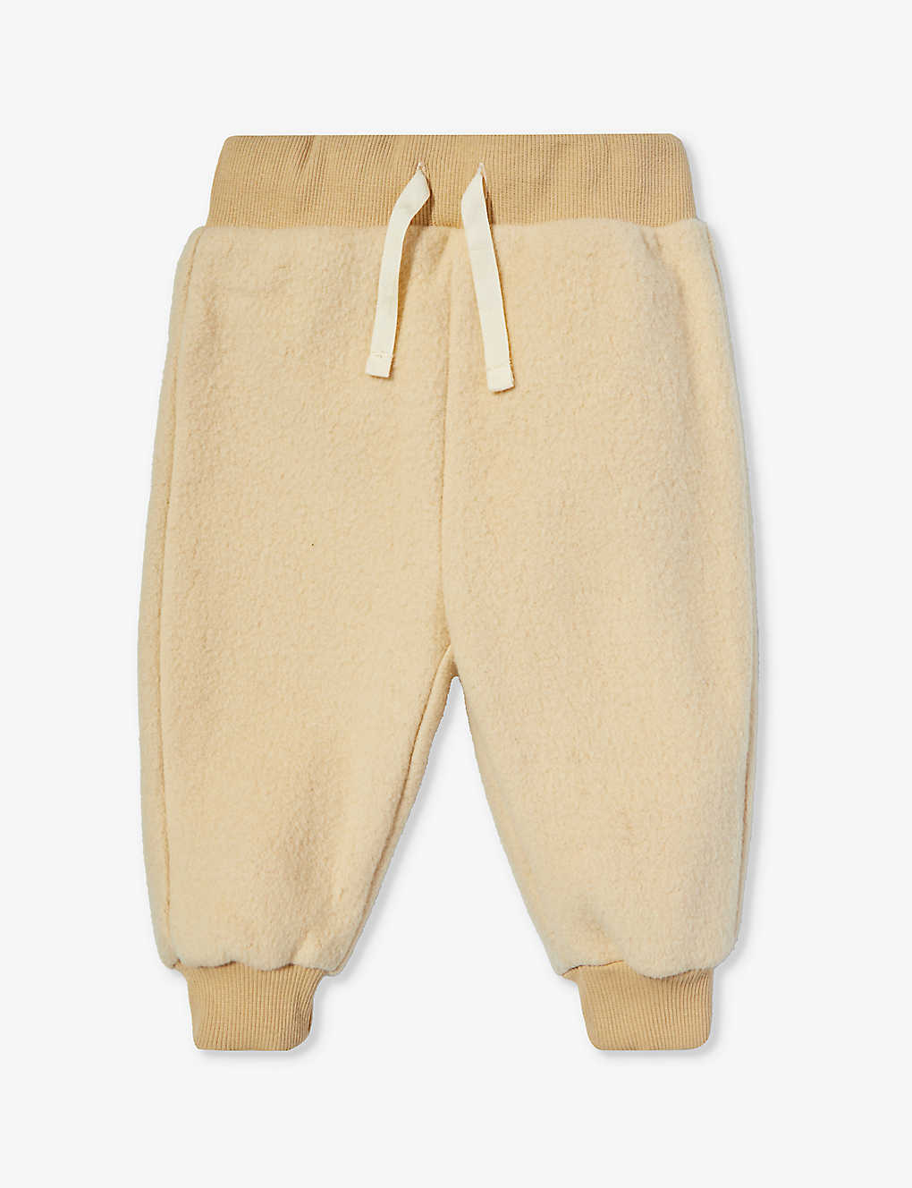 Organic Zoo Babies'  Warm Sand Tapered Mid-rise Organic-cotton Jogging Bottoms 6-36 Months In Tan