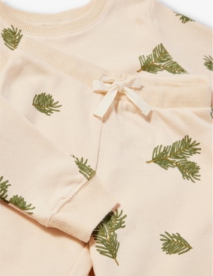 Shop Organic Zoo Beige Pine Forest Leaf-print Organic-cotton Pyjama Set 1-4 Years