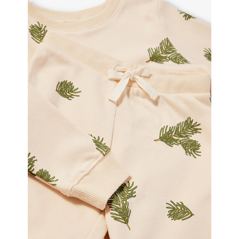 Shop Organic Zoo Beige Pine Forest Leaf-print Organic-cotton Pyjama Set 1-4 Years