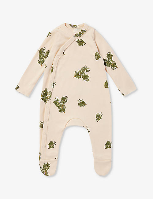 ORGANIC ZOO: Pine Forest leaf-print organic-cotton babygrow 0-12 months