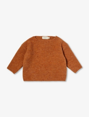 Organic Zoo Babies'  Pecan Pecan Boxy-fit Wool-knit Jumper 0-12 Months