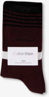 CALVIN KLEIN: Branded crew-length pack of four cotton-blend socks