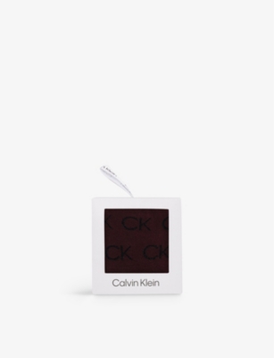Calvin Klein Womens Burgundy Branded Crew-length Cotton-blend Socks Gift Box