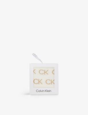 Calvin Klein Womens Off White Branded Crew-length Cotton-blend Socks Gift Box