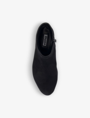 Dune Womens Black-suede Pippie Block-heel Suede Ankle Boots In Black-suede