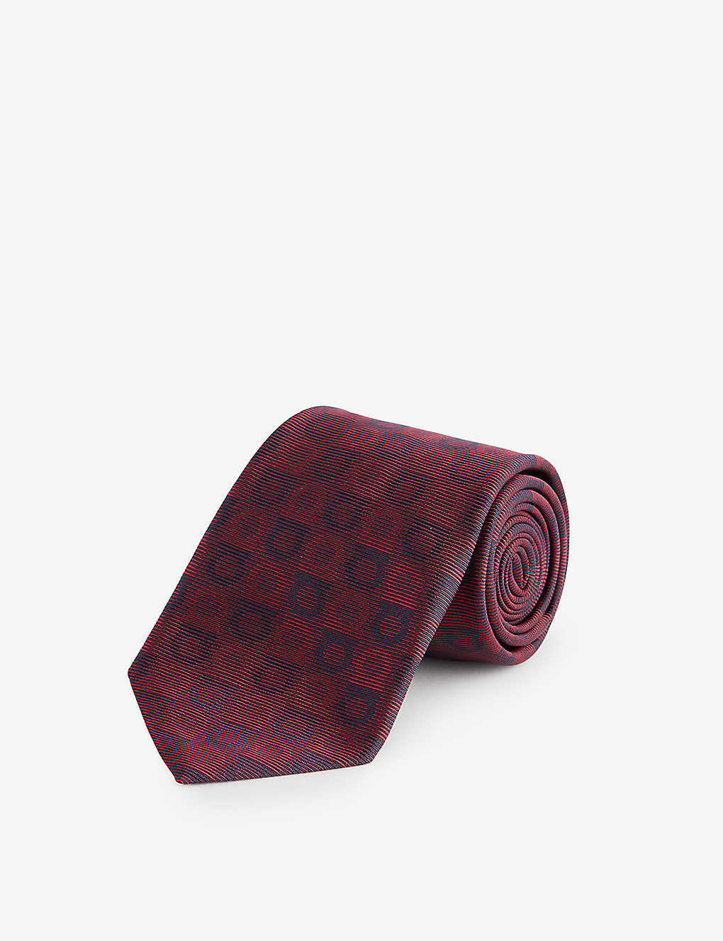 Ferragamo Mens Bordeaux Monogram-print Wide-blade Silk Tie