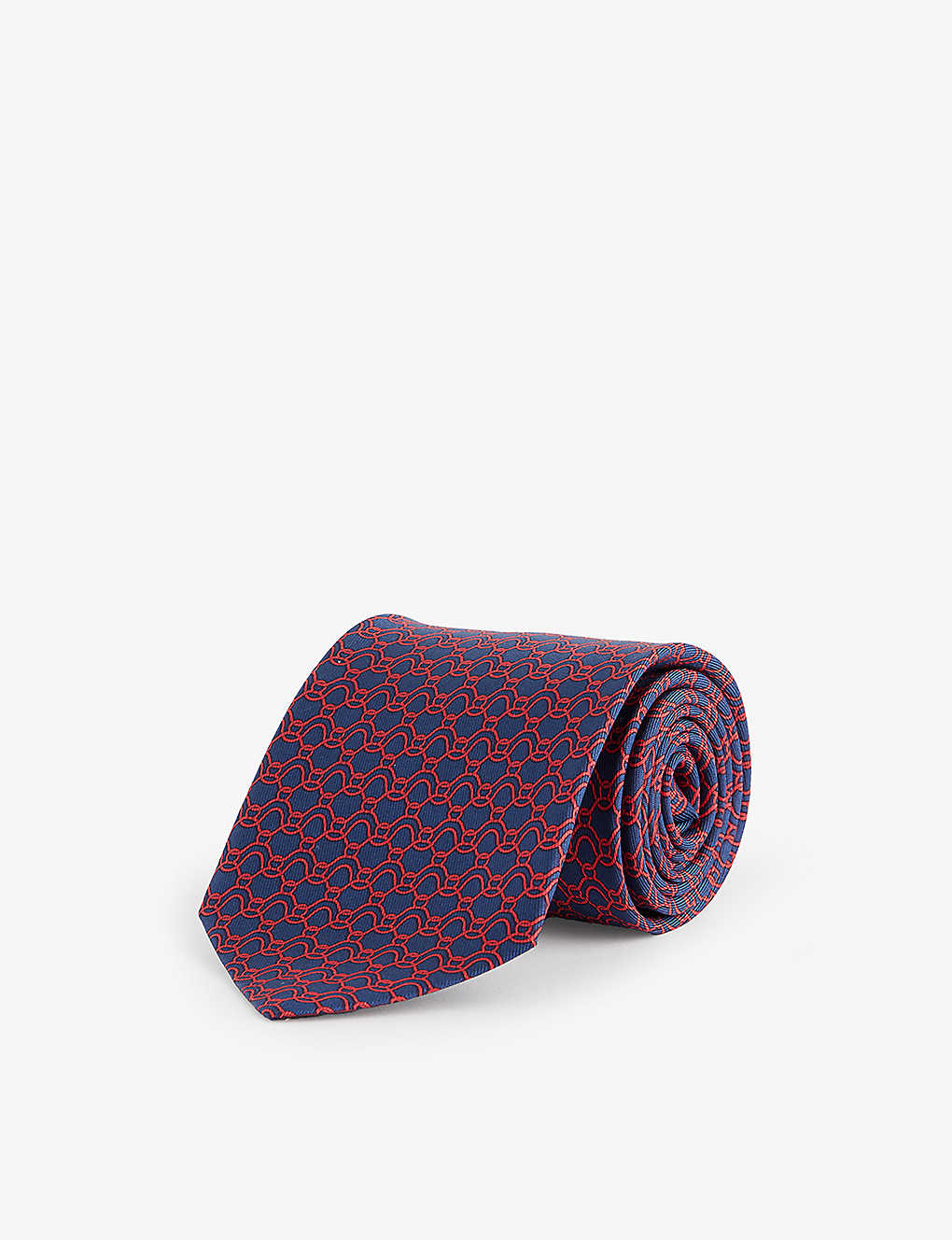 Shop Ferragamo Wave-print Silk Tie In Navy/rosso