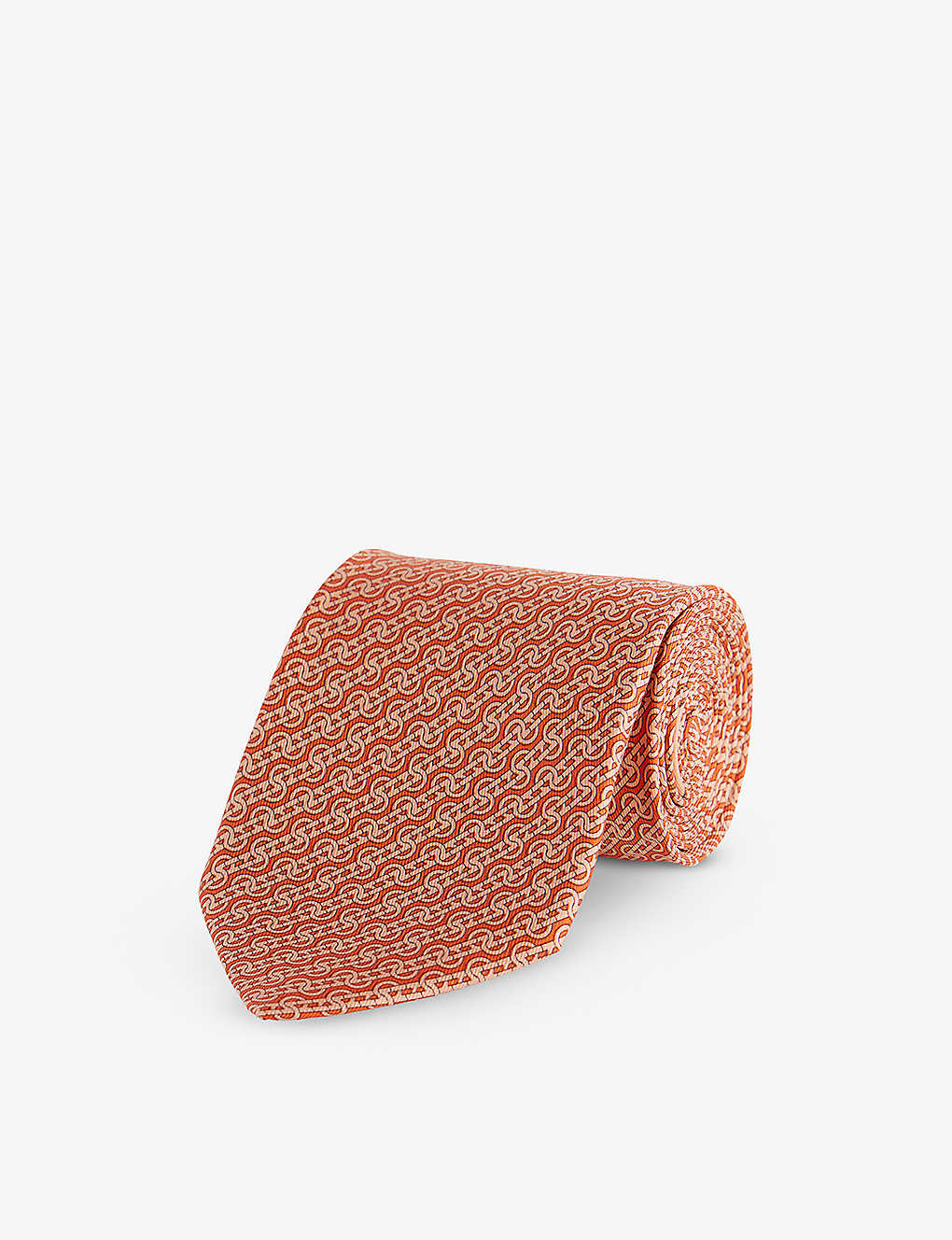 Ferragamo Mens Arancio Striped Silk-satin Tie