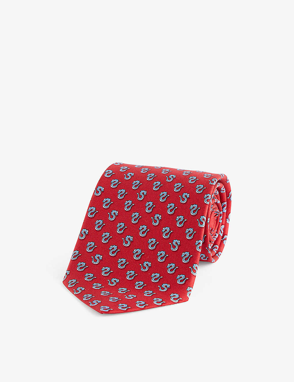 Ferragamo Mens Rosso Graphic-pattern Wide-blade Silk Tie