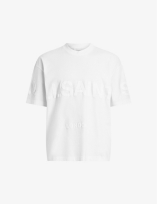 Shop Allsaints Men's Optic White Biggy Oversized Organic-cotton T-shirt