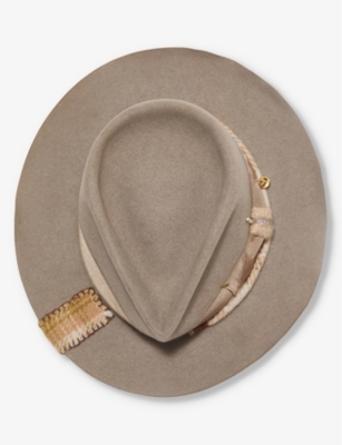 God’s True Cashmere x Nick Fouquet Tiger's Eye grosgrain-trim cashmere fedora hat