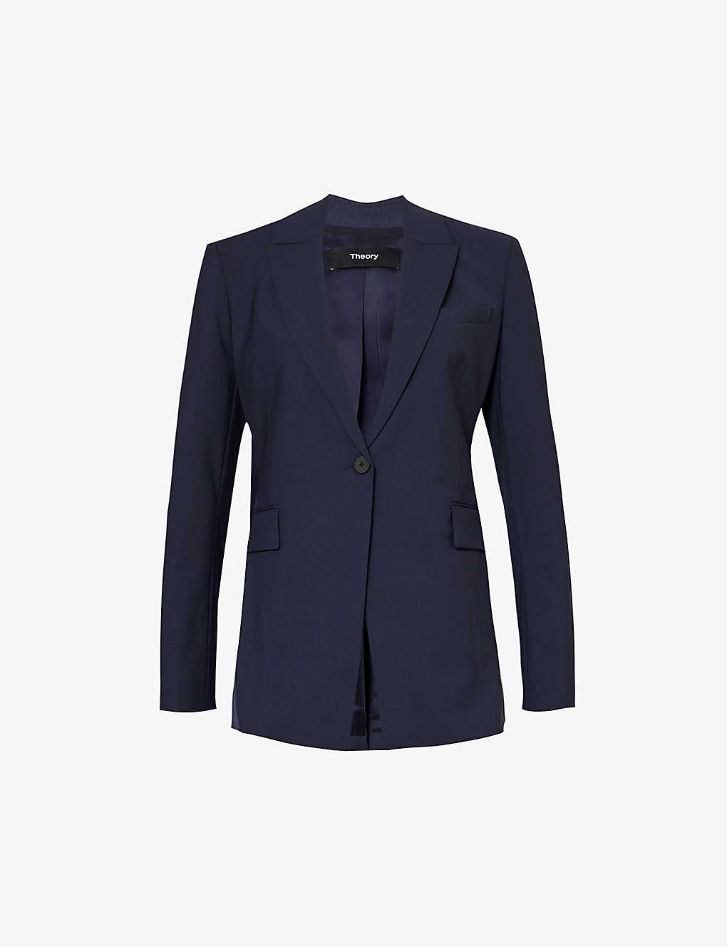Theory Womens Nocturne Navy Etiennette Single-breasted Relaxed-fit Wool-blend Jacket