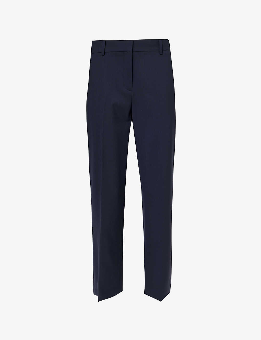 Theory Womens Nocturne Navy Treeca Straight-leg Relaxed-fit Stretch-wool Trousers