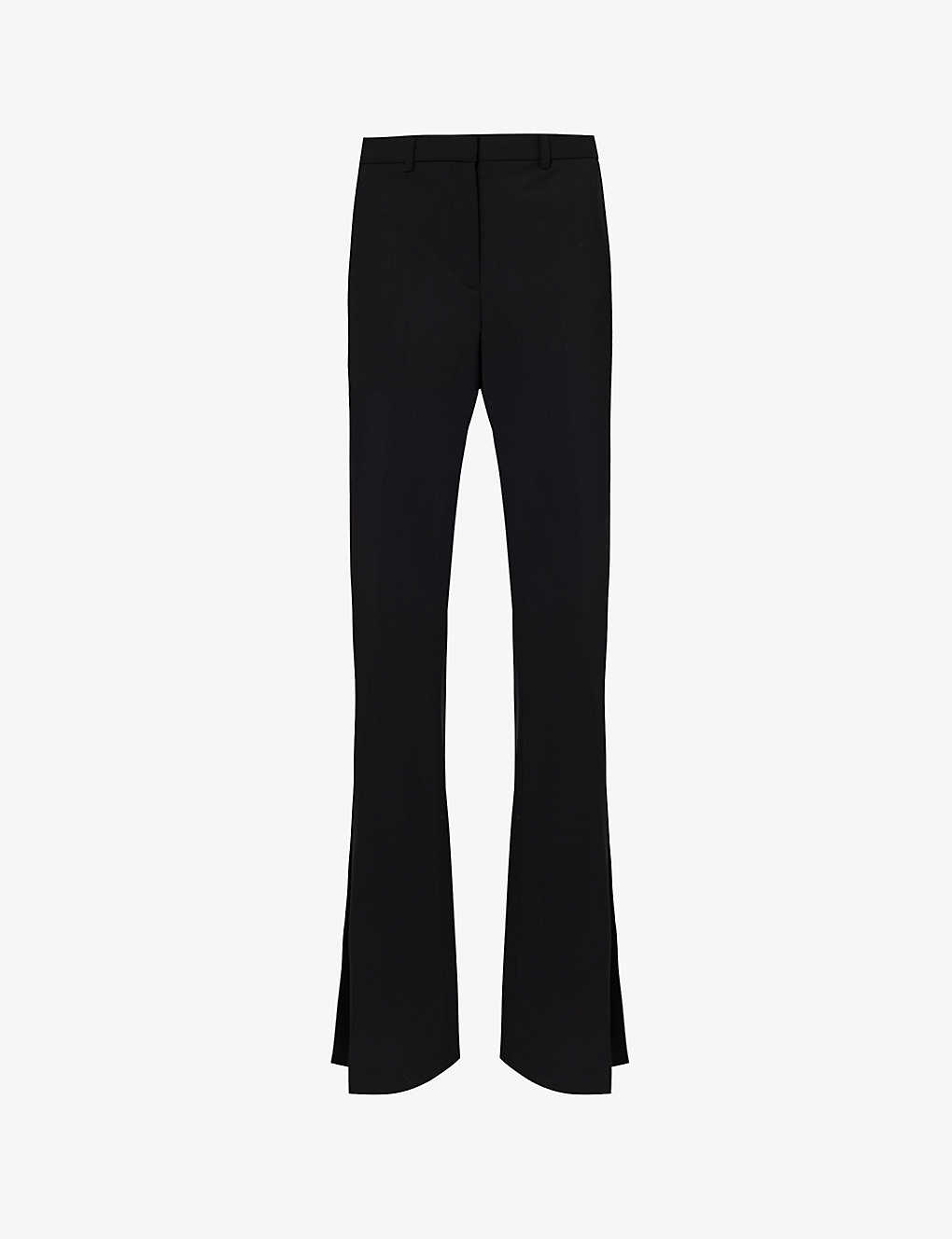 Theory Womens Black Demitria Bootcut Mid-rise Stretch-wool Trousers