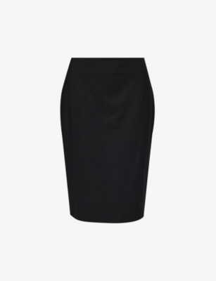 THEORY: Darted slim-fit stretch-wool midi skirt