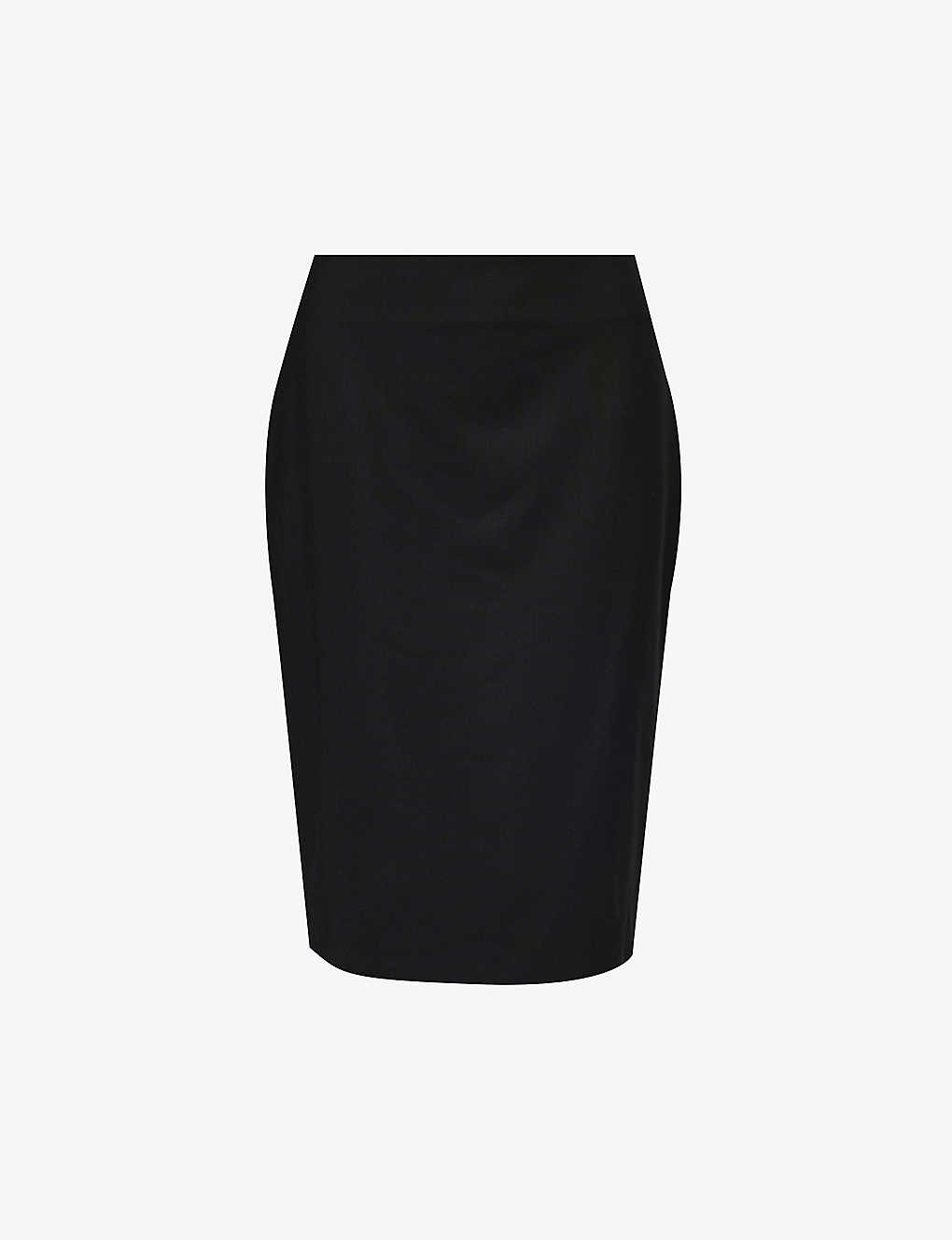 Shop Theory Womens Black Darted Slim-fit Stretch-wool Midi Skirt