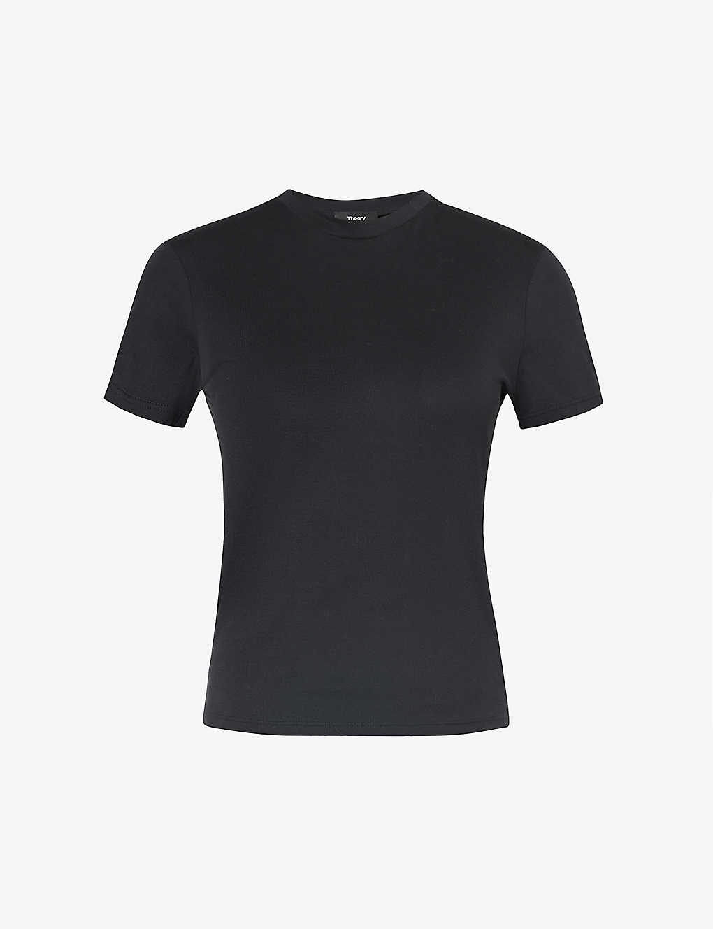 Theory Womens Black Tiny Tee Slim-fit Cotton-jersey T-shirt