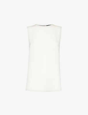 Shop Theory Womens Ivory Sleeveless Regular-fit Silk Top In Cream