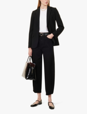 Theory Admiral Crepe One-button Staple Blazer In Black