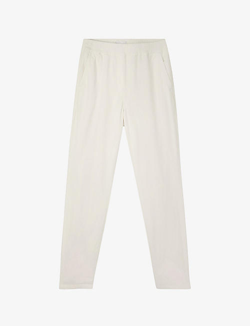 THE WHITE COMPANY: Elasticated-waist corduroy-texture stretch organic-cotton trousers