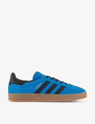 ADIDAS ORIGINALS ADIDAS WOMEN'S BLUE BLACK GAZELLE INDOOR BRAND-PATCH LEATHER LOW-TOP TRAINERS