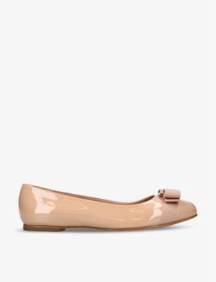 SALVATORE FERRAGAMO Varina bow embellished patent leather pumps