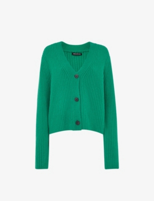 Whistles Ribbed Cardigan In Green