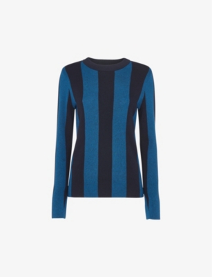WHISTLES: Striped round-neck cotton and recycled polyester-blend jumper