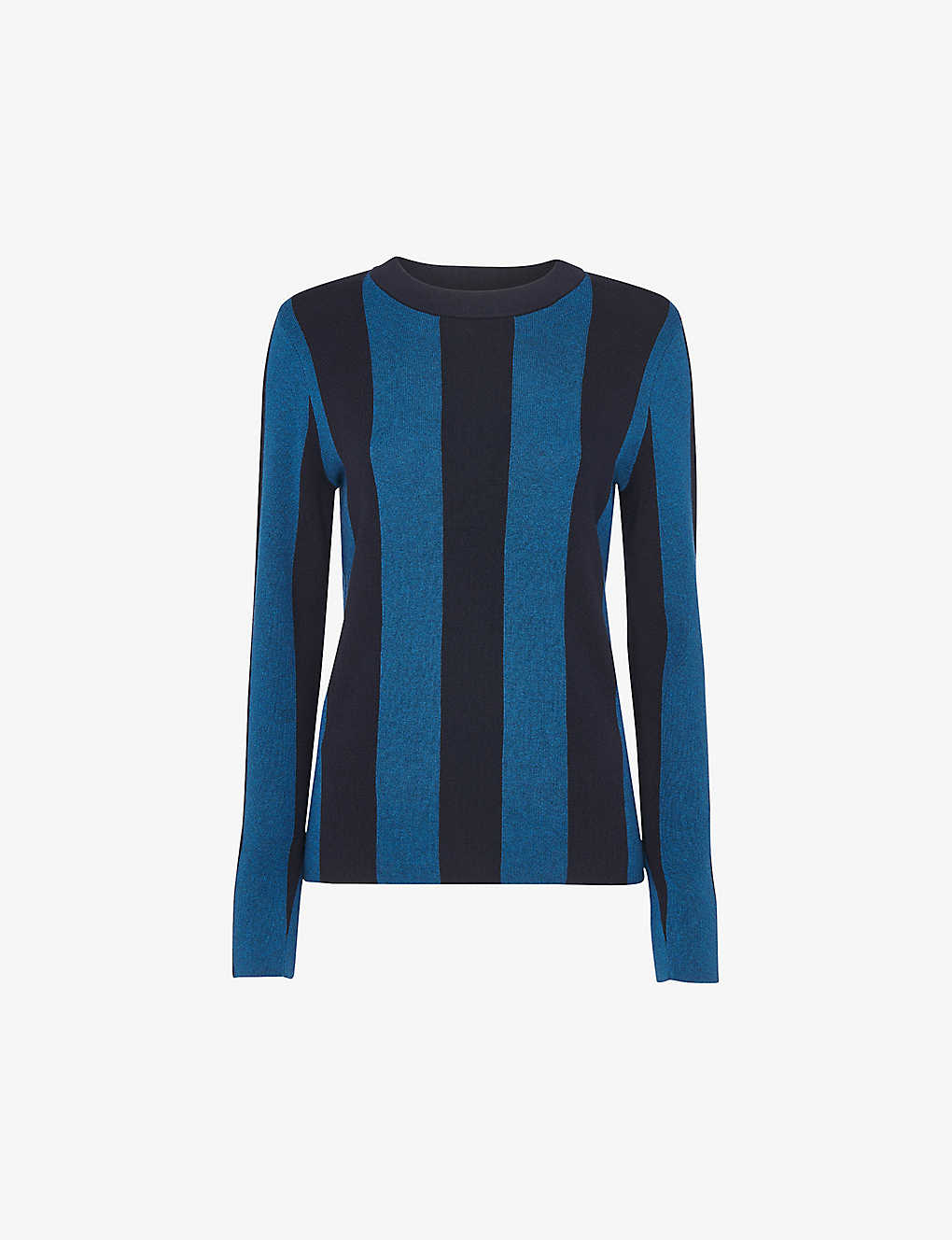 Whistles Womens Blue Striped Round-neck Cotton And Recycled Polyester-blend Jumper