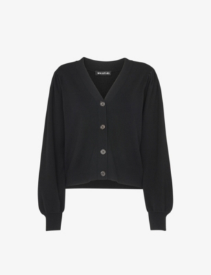 Whistles Puff Sleeve Cardigan In Black