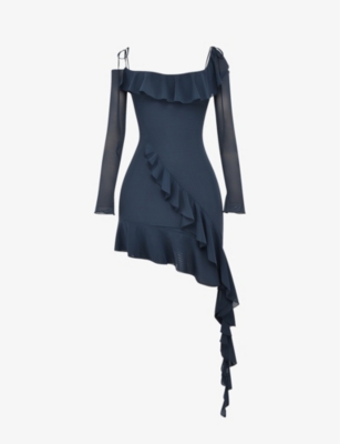 HOUSE OF CB: KIKI ruffle-trim stretch-woven mini dress