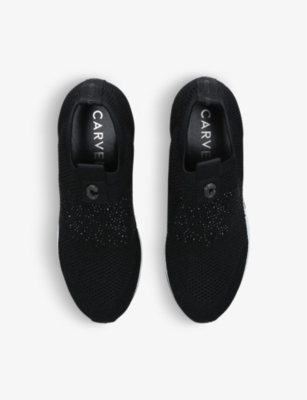 CARVELA WOMENS BLACK JANEIRO 2 CRYSTAL-EMBELLISHED KNITTED TRAINERS EUR 36 / 3 UK 