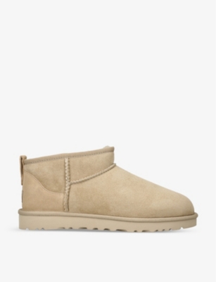 UGG: Classic Ultra Mini logo-patch suede and shearling ankle boots