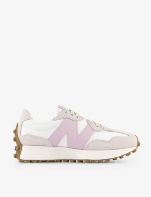 New Balance Mens December Sky Pink Cream 327 Logo-embroidered
